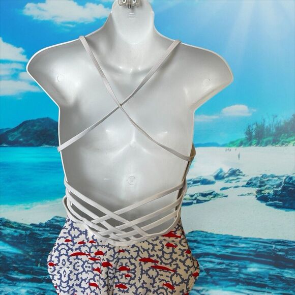 Letarte One Piece Swimsuit Maui Hawaii Made in USA Blue Red Fish Blue Coral LRG - Picture 3 of 7